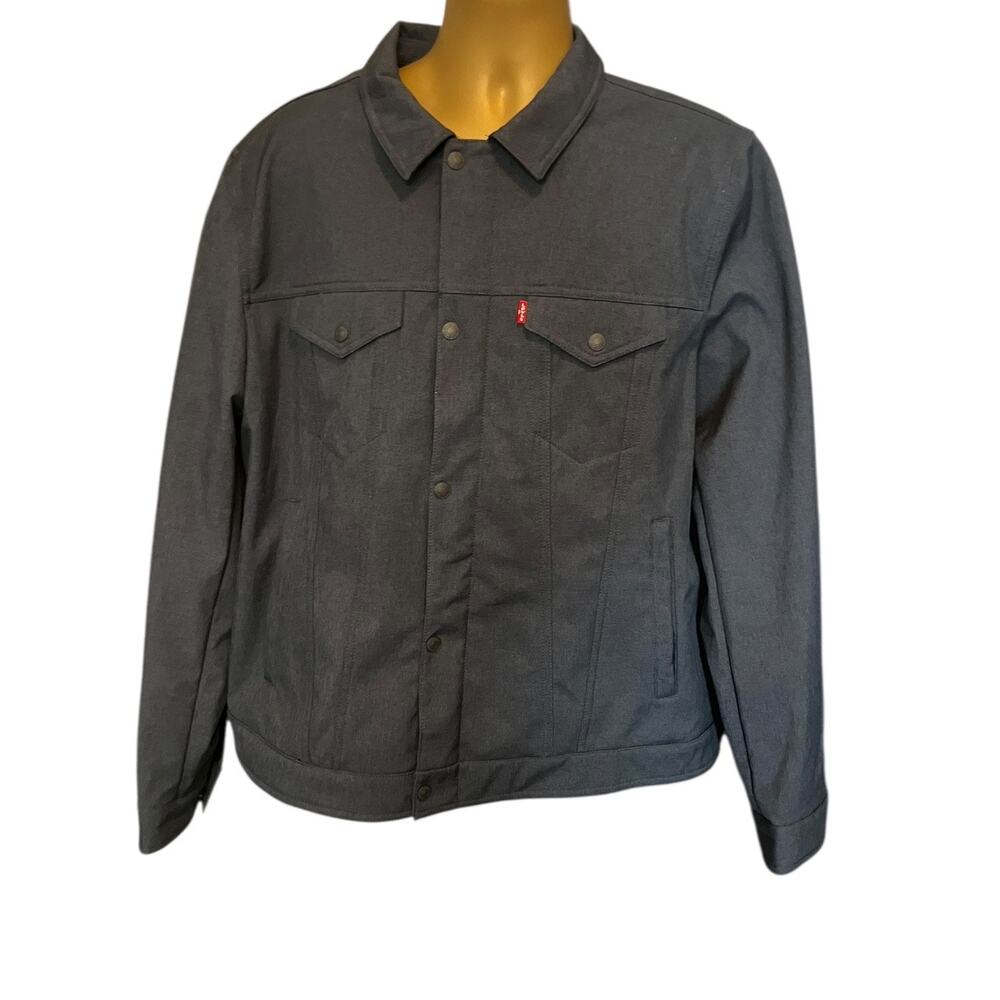 Levi’s Dark Gray Trucker Jacket XL Zip Front Snap Buttons Streetwear Outerwear
